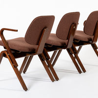 Mid Century Brown Plywood Arm Chairs by Joe Atkinson for Thonet