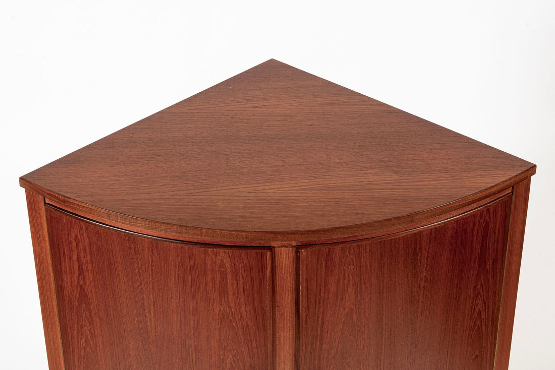 Mid Century Danish Modern Teak Wood Corner Cabinet 1960s