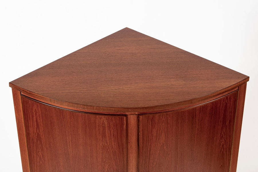 Mid Century Danish Modern Teak Wood Corner Cabinet 1960s