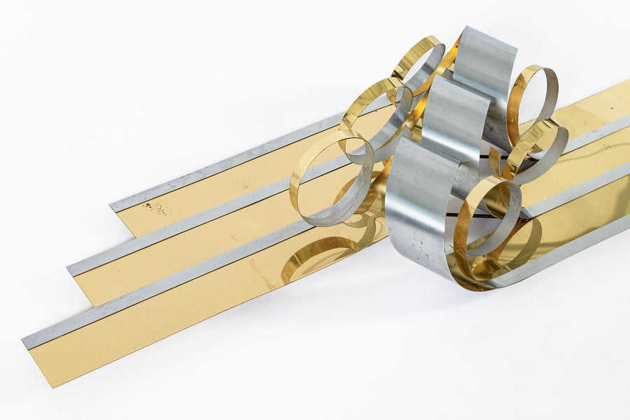 Large Vintage Mid Century Metal Ribbon Wall Art Sculpture by Curtis Jere 1980s