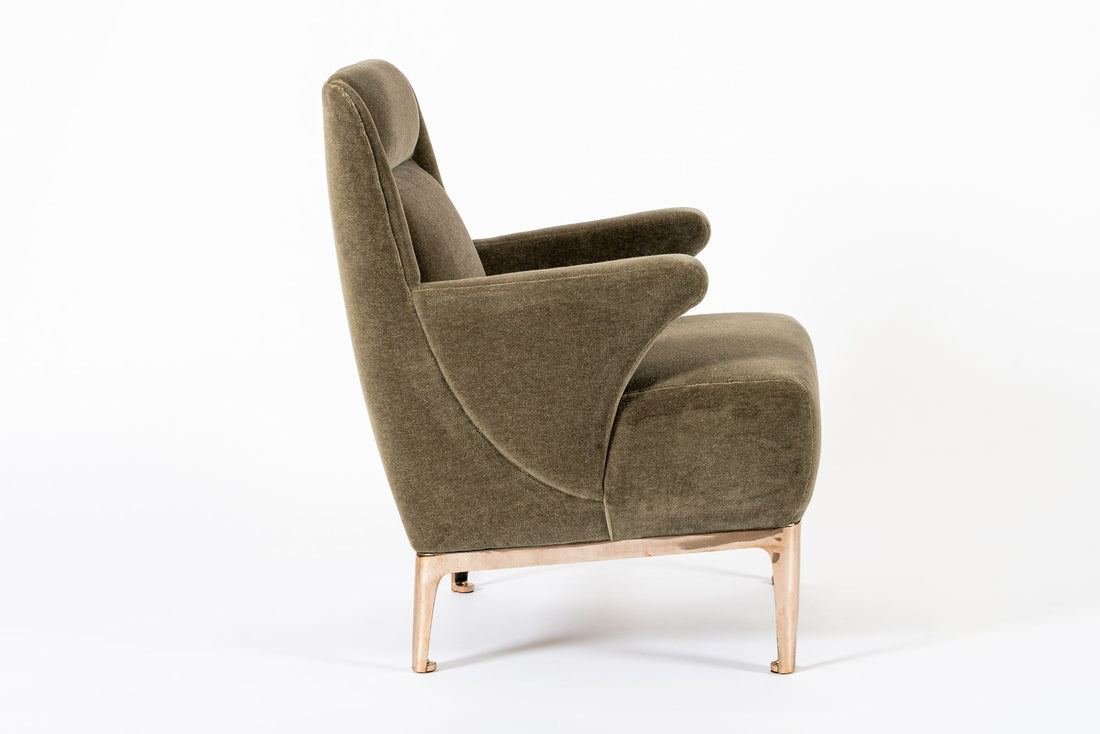 Restored 1940s Art Deco Lounge Chair Mink Mohair, Matching Sofa Available