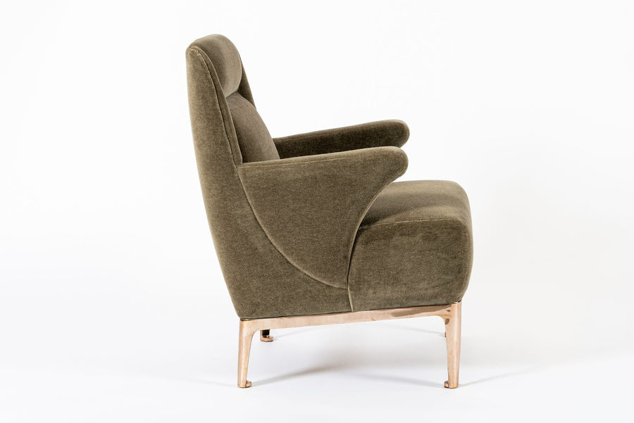 Restored 1940s Art Deco Lounge Chair Mink Mohair, Matching Sofa Available