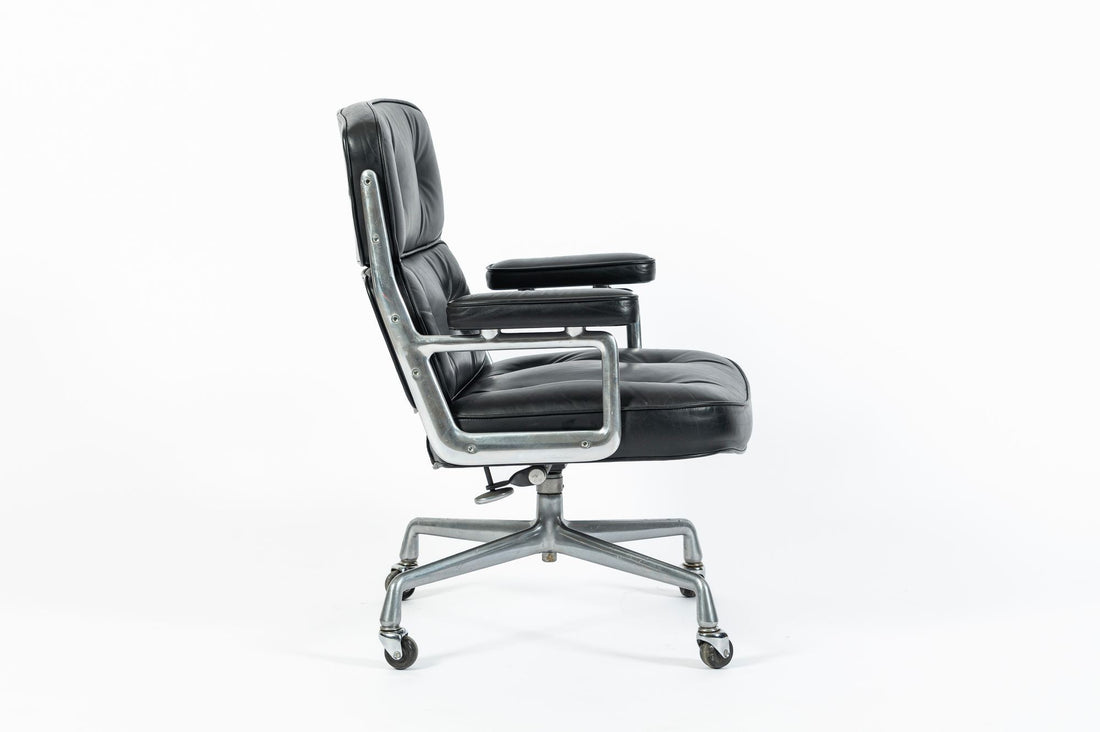 Eames Time Life Executive Lobby Chair Herman Miller Black Leather Office Chair