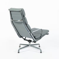 Eames Soft Pad Recliner for Herman Miller, Gray Leather Aluminum Group Lounge Chair