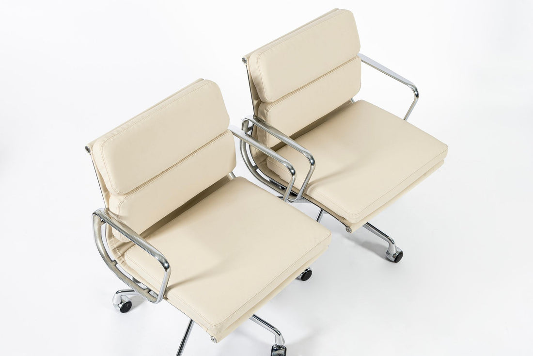 Eames for Herman Miller Tan Cream Office Chairs in Schumacher VEGAN Leather