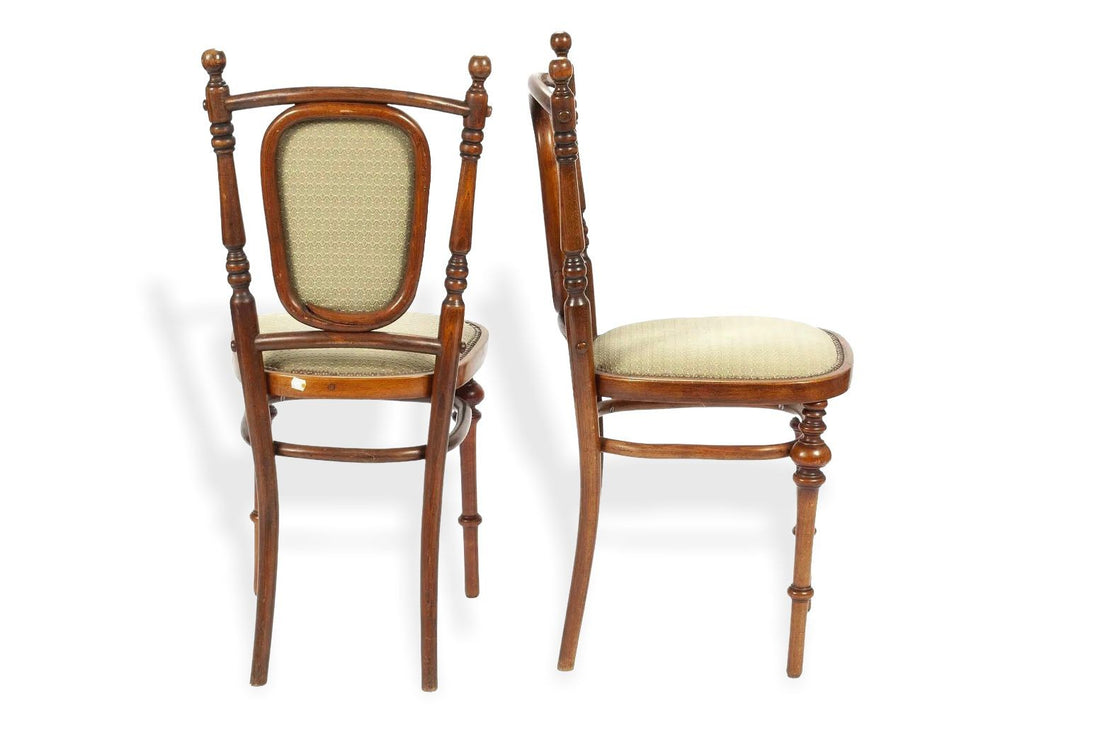 Antique Art Nouveau Bentwood Loveseat Bench and Side Chairs Salon Suite, 1900s