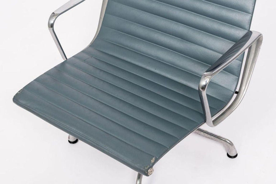 Eames Blue Gray Leather Office Lounge Chair for Herman Miller - 2 Available