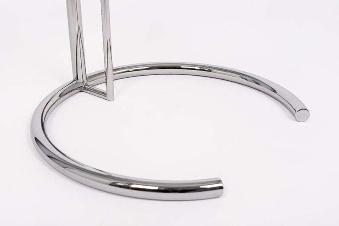 Mid Century Modern Glass & Chrome Round Side Table by Eileen Gray (attr.)