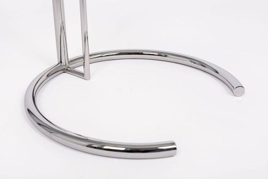 Mid Century Modern Glass & Chrome Round Side Table by Eileen Gray (attr.)