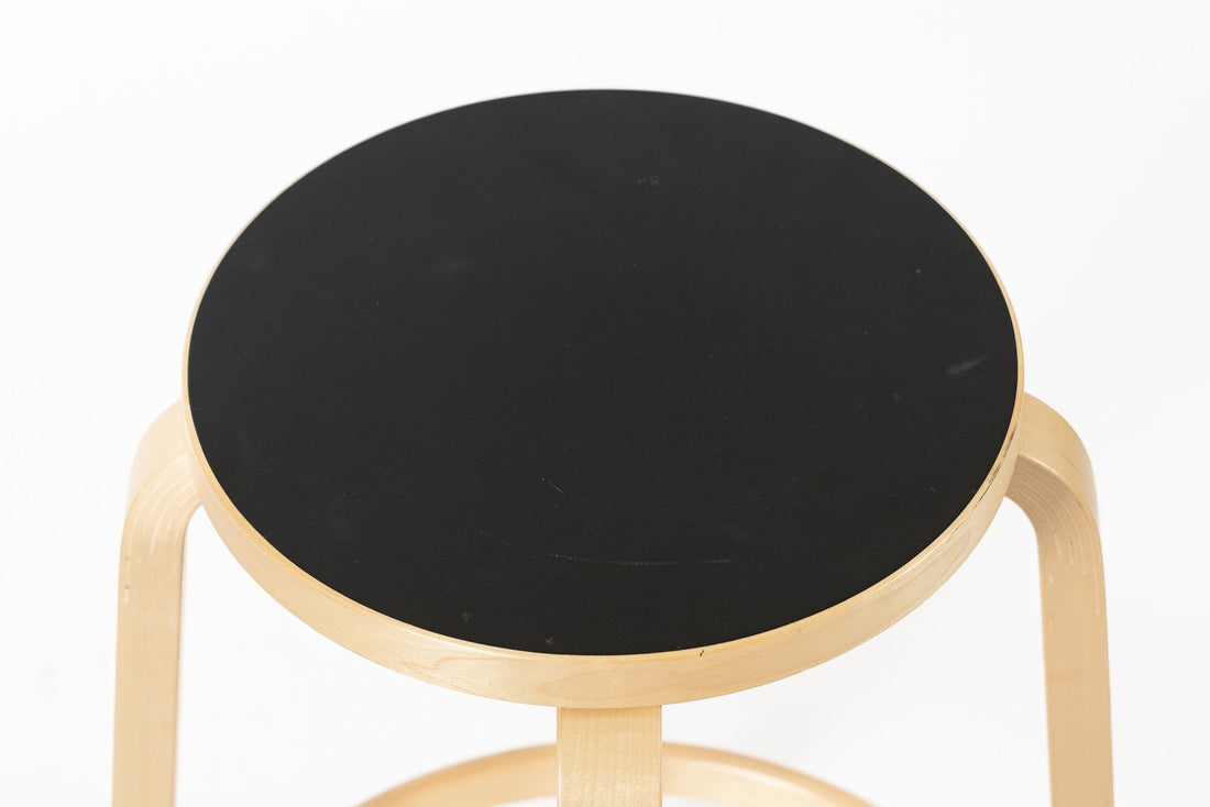 Mid Century Finnish Birch & Black 64 Stools by Alvar Aalto for Artek, 2015