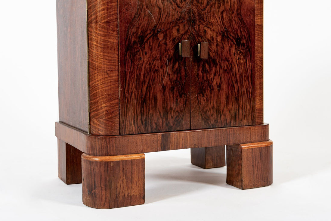 Antique Art Deco Small Wood Side Cabinet or Nightstand 1940s