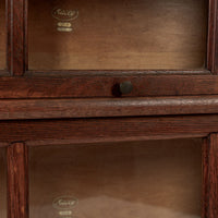 Antique American Three Shelf Barrister Bookcase Cabinet in Tiger Oak