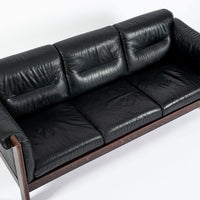 Mid Century Danish Black Leather Sofa in Style of Arne Norell, Matching Chair Avail
