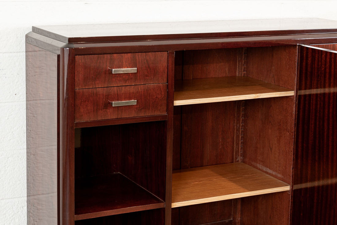 Antique Art Deco Wood Sideboard Credenza or Bar, Matching Table Available