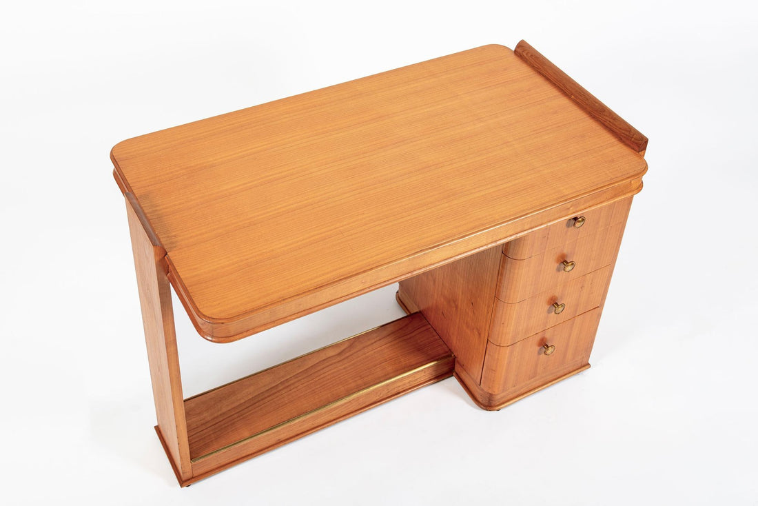 Antique French Art Deco Dominique Lemonwood Desk 1930s