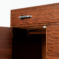 Art Deco Tiger Wood Dresser Cabinet, Vintage Streamline Modern 1940s