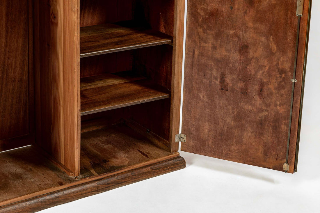 Antique French Art Deco Mahogany Wardrobe Armoire Cabinet, 1940s