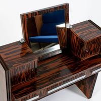 Antique French Art Deco Macassar Ebony Vanity Cabinet by Georges Champion (attr)