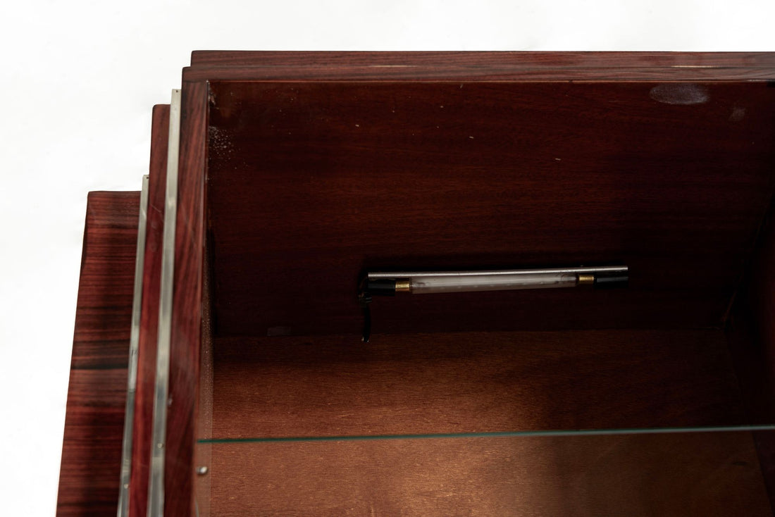 Antique French Art Deco Rosewood and Glass Vitrine Display Cabinet 1930s