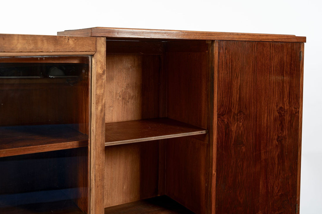 Antique French Art Deco Rosewood Vitrine Display Cabinet or Bookcase, 1940s