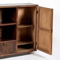 Antique Art Deco Italian Walnut Wood Credenza Cabinet