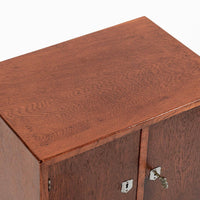 Antique Art Deco Scandinavian Small Oak Wood Side Cabinet or Nightstand 1950s