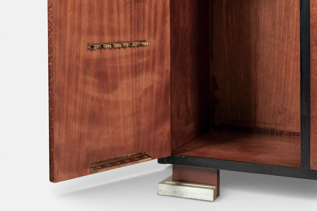 Antique Art Deco Maple Wood Mirrored Armoire Cabinet 1930s