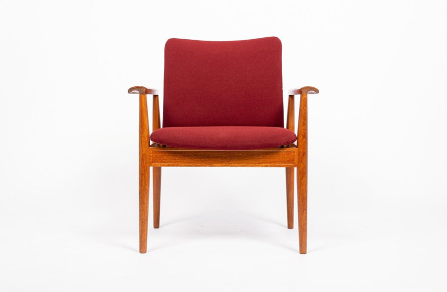 Danish Modern Red Diplomat Chairs by Finn Juhl for France & Daverkosen