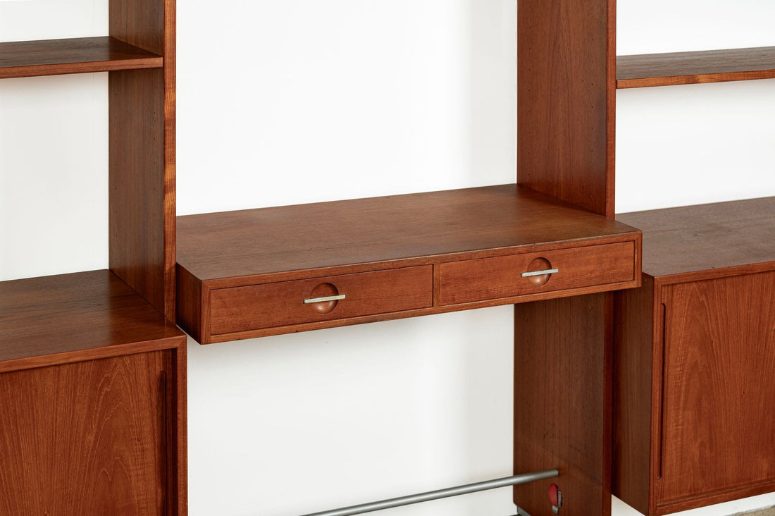Mid-Century Modern Teak Wall Unit Bookcase RY100 by Hans Wegner for Ry Møbler, 1960s