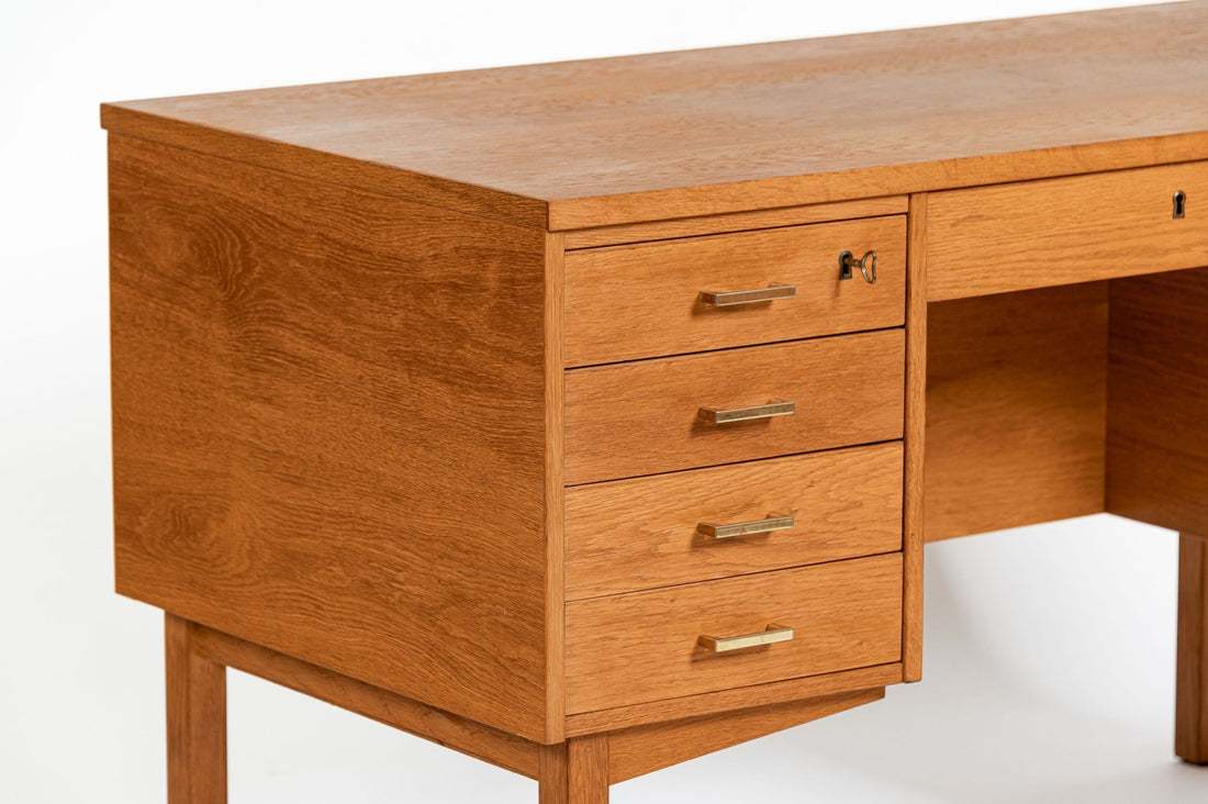 Mid Century Danish Modern Oak Wood Writing Desk 1960s