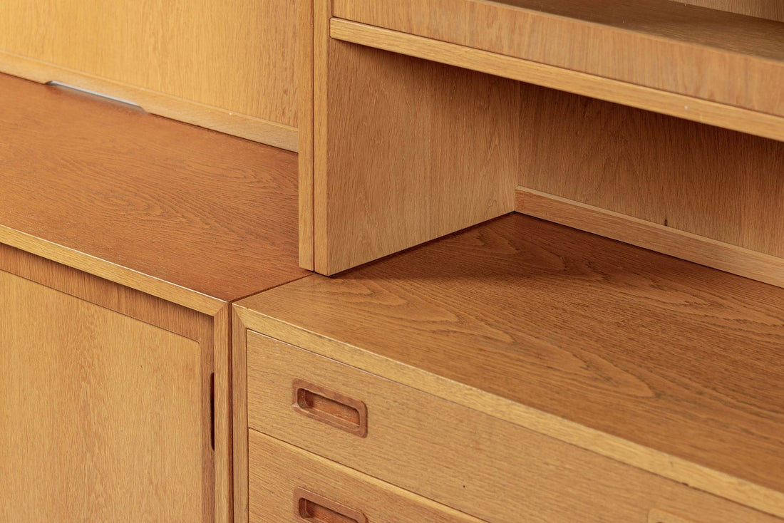 Mid Century Danish Oak Wood Shelving & Display Cabinets by Poul Hundevad