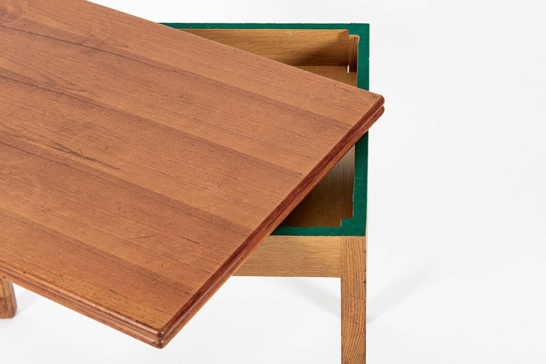 Mid-Century Danish Small Wood Extendable Dining or Game Table by SKM