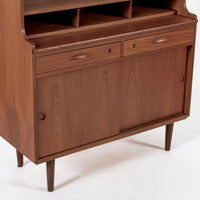 Mid Century Danish Teak Wood Bookcase Cabinet & Secretary Desk 1960s