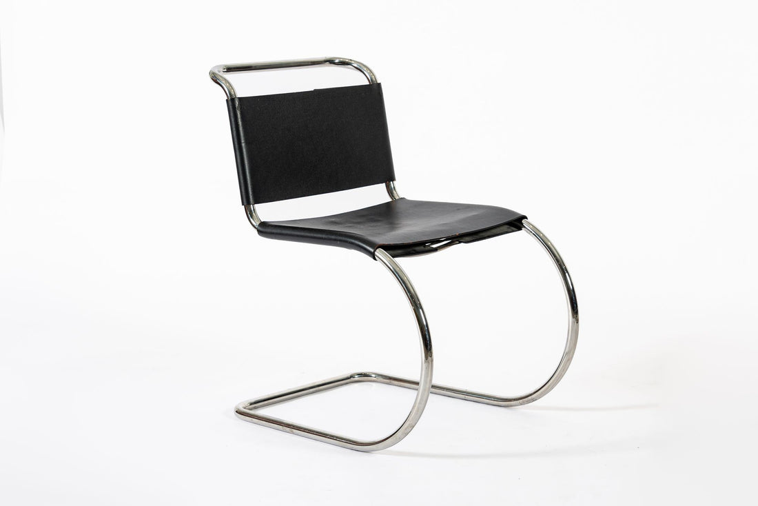 Mid Century Bauhaus MR 10 Black Side Chairs by Mies van der Rohe for Knoll