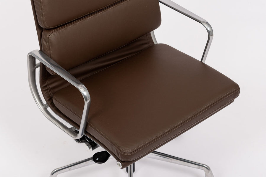 Herman Miller Eames Tall Dark Brown Leather Desk Chair Soft Pad