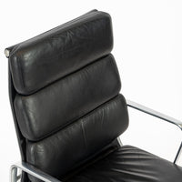 Authentic Eames Herman Miller Tall Black Leather Office Chairs, 2001 - Set of 4