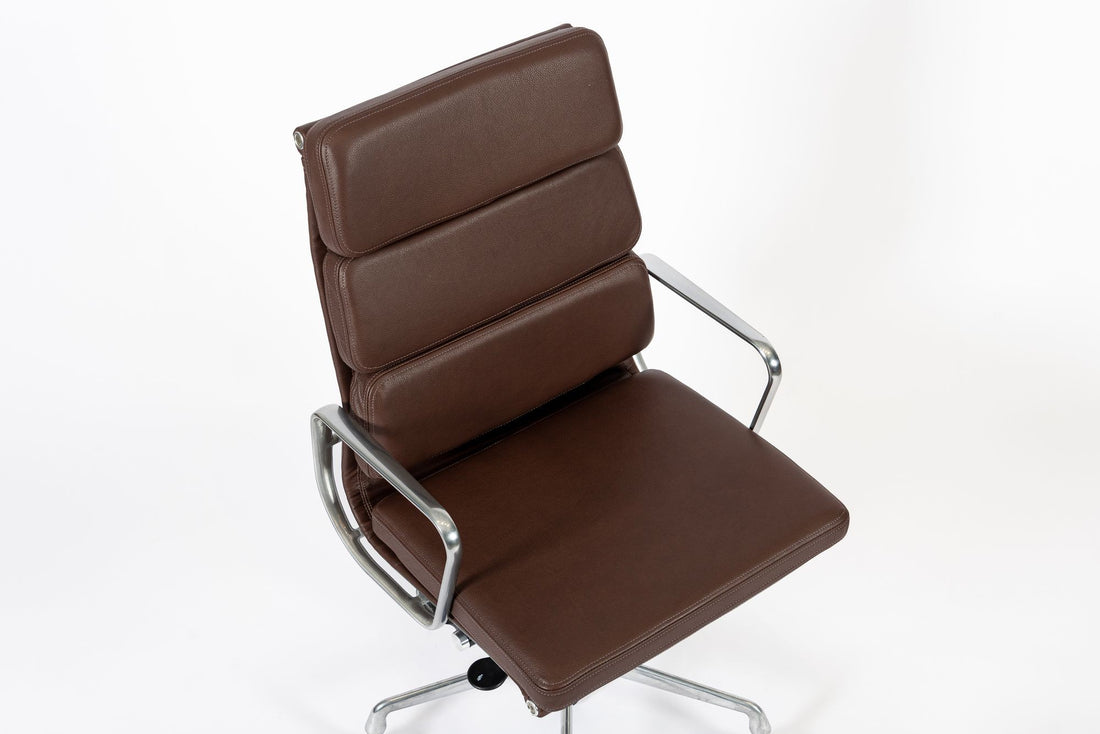 Herman Miller Eames Tall Brown Leather Desk Chair Soft Pad