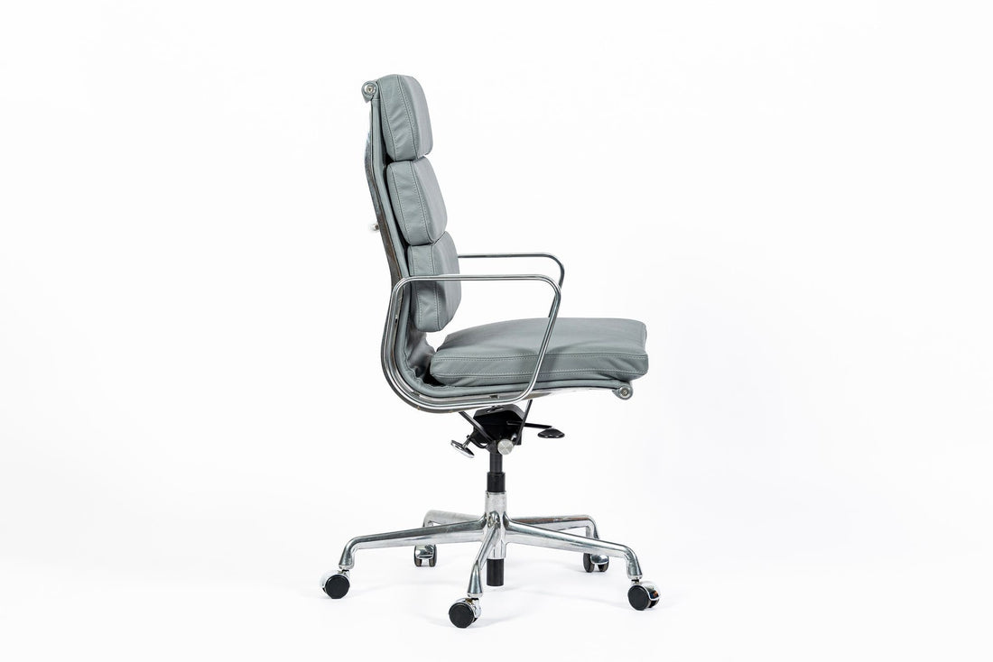 Herman Miller Eames Tall Gray Leather Office Chair Soft Pad
