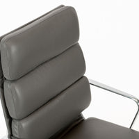 Herman Miller Eames Aluminum Group Tall Gray Leather Office Chair Soft Pad