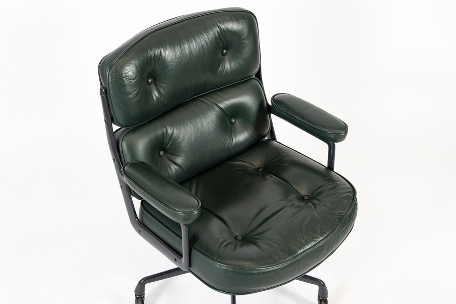 Pair Green Leather Time Life Office Chairs by Eames for Herman Miller 1996