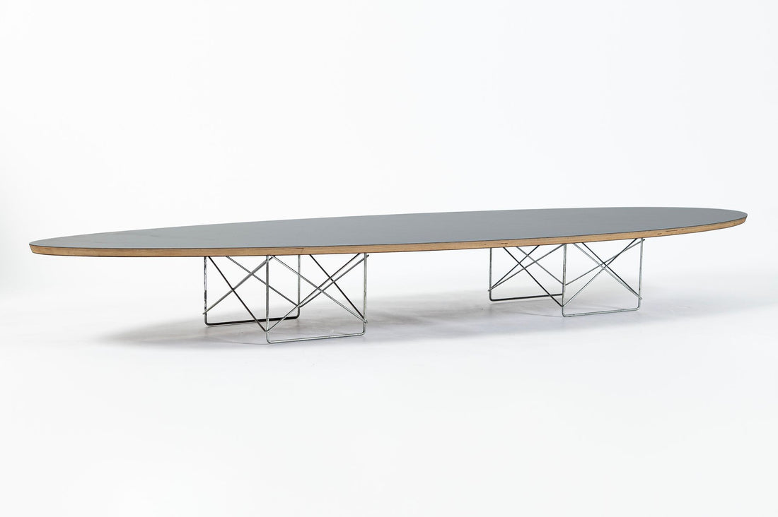 Eames Surfboard ETR Coffee Table for Herman Miller, Black Mid Century Modern Table