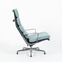 Eames Soft Pad Recliner for Herman Miller, Blue Gray Aluminum Group Lounge Chair