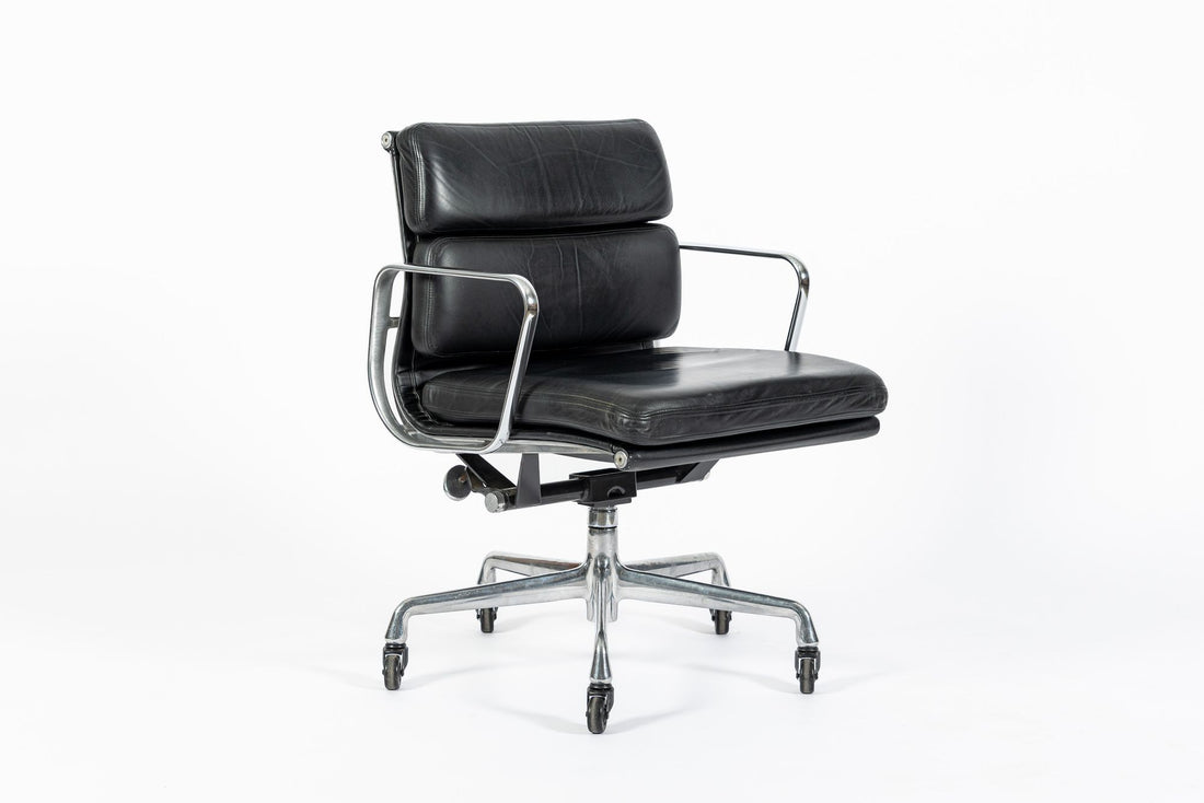 Eames for Herman Miller Black Leather Desk Chair Soft Pad 2000s