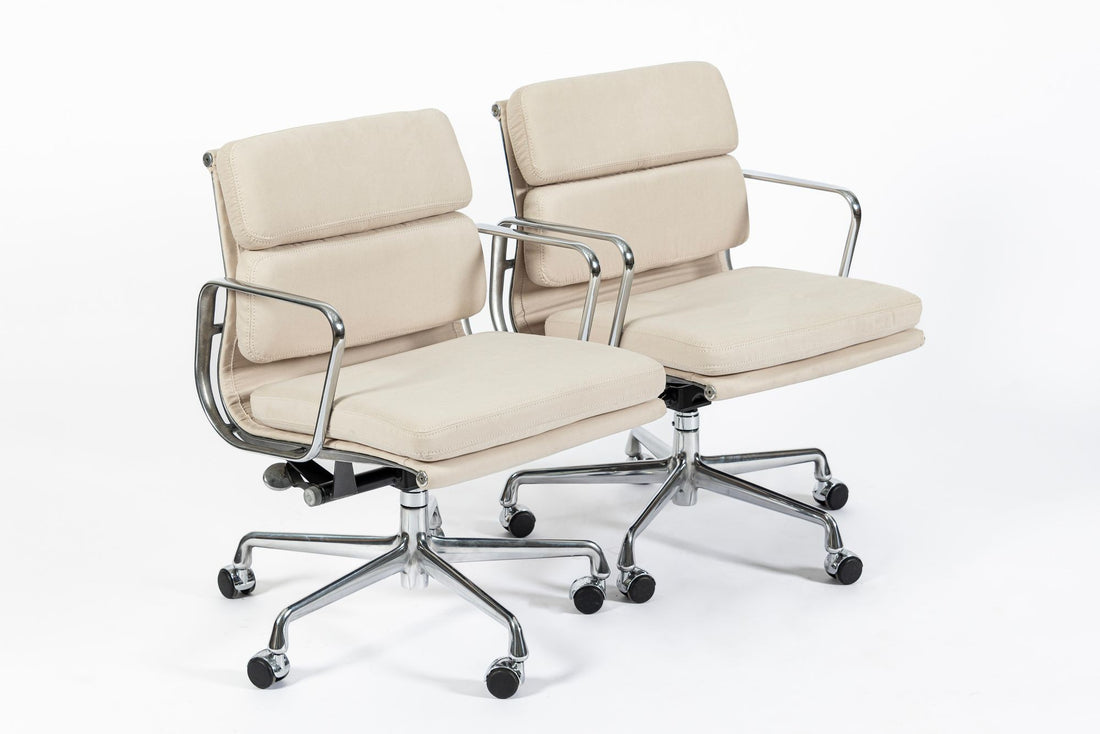 Eames for Herman Miller Cream Tan Office Chairs in Schumacher VEGAN Suede
