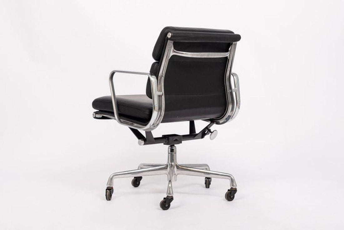 Mid Century Black Leather Aluminum Group Desk Chair by Eames for Herman Miller