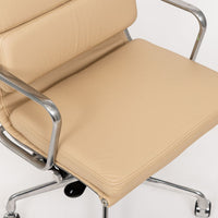 Eames Herman Miller Tall Cream Leather Office Chair Aluminum Group