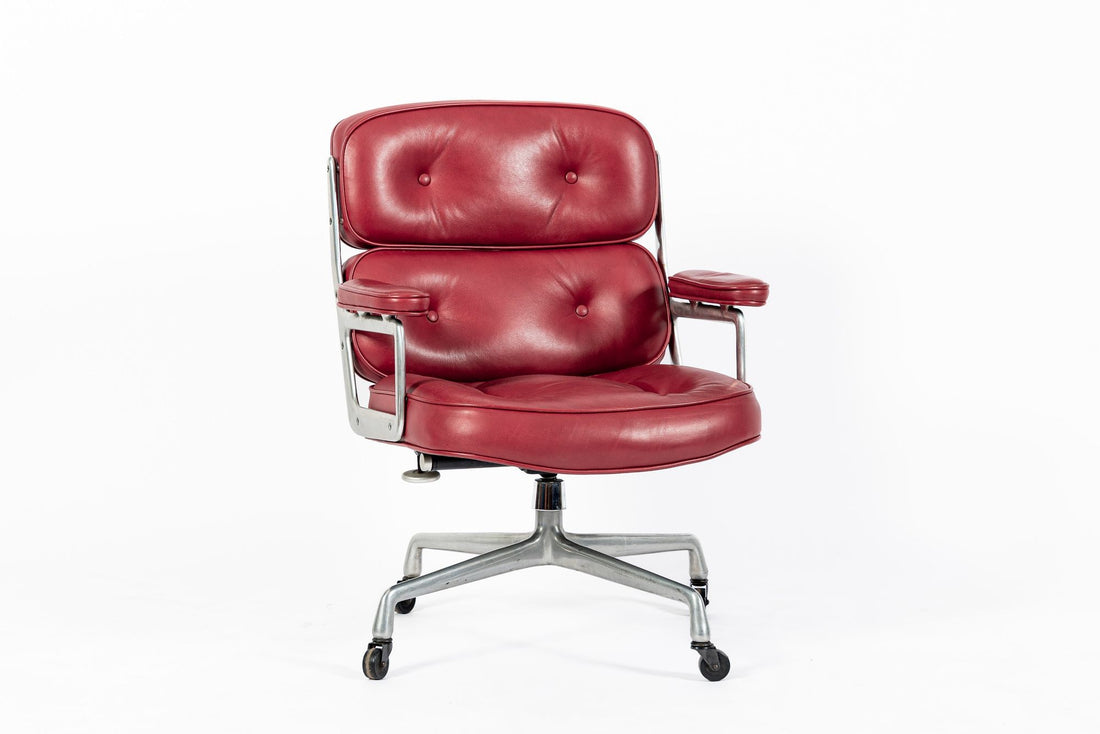Vintage Eames for Herman Miller Time Life Red Leather Lobby Office Chair 1960s
