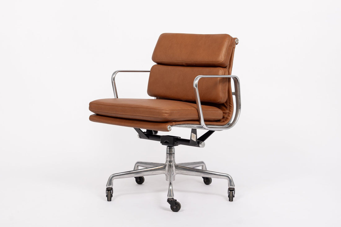 Mid Century Brown Leather Office Chair by Eames for Herman Miller 2000s
