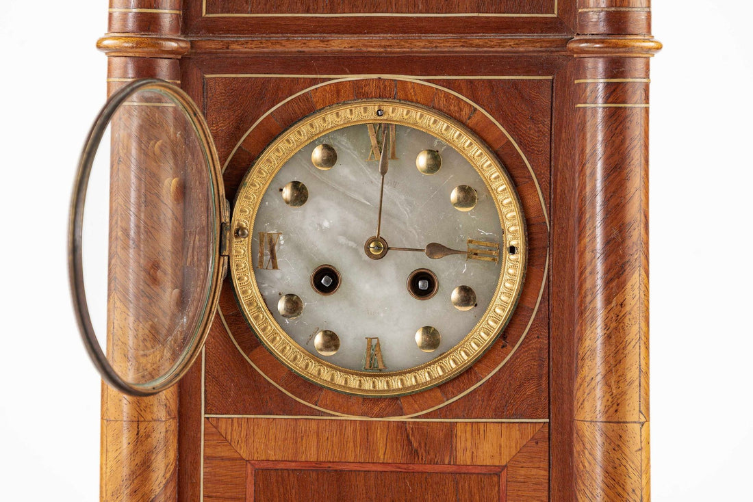 Antique French Wooden Chiming Mantel Clock, circa 1900