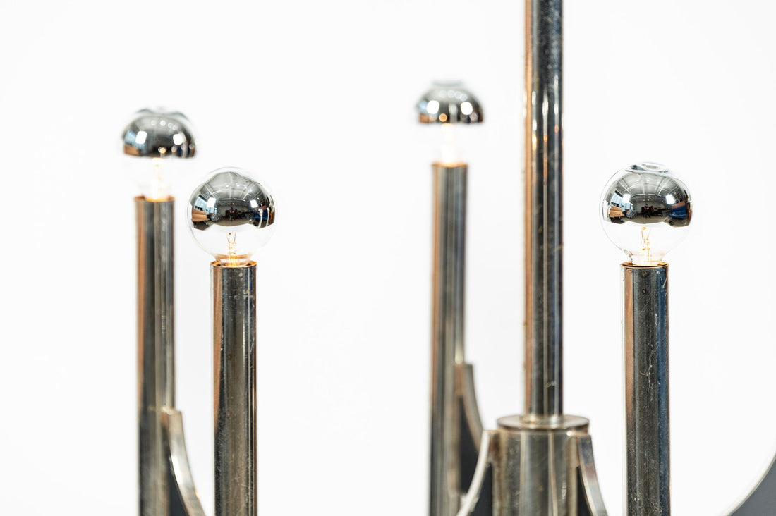 Gaetano Sciolari Italian Chrome Mid Century Modern Chandelier, 1970s